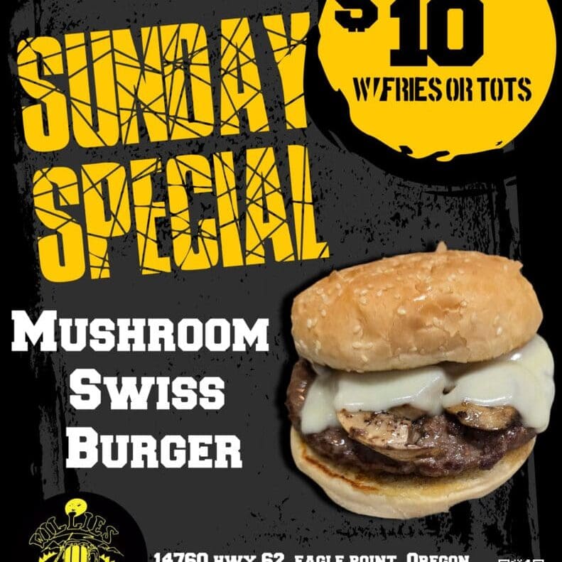 Sunday Mushroom Swiss Burger Flyer 2026