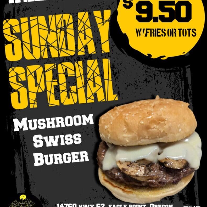 Sunday Mushroom Swiss Burger Flyer
